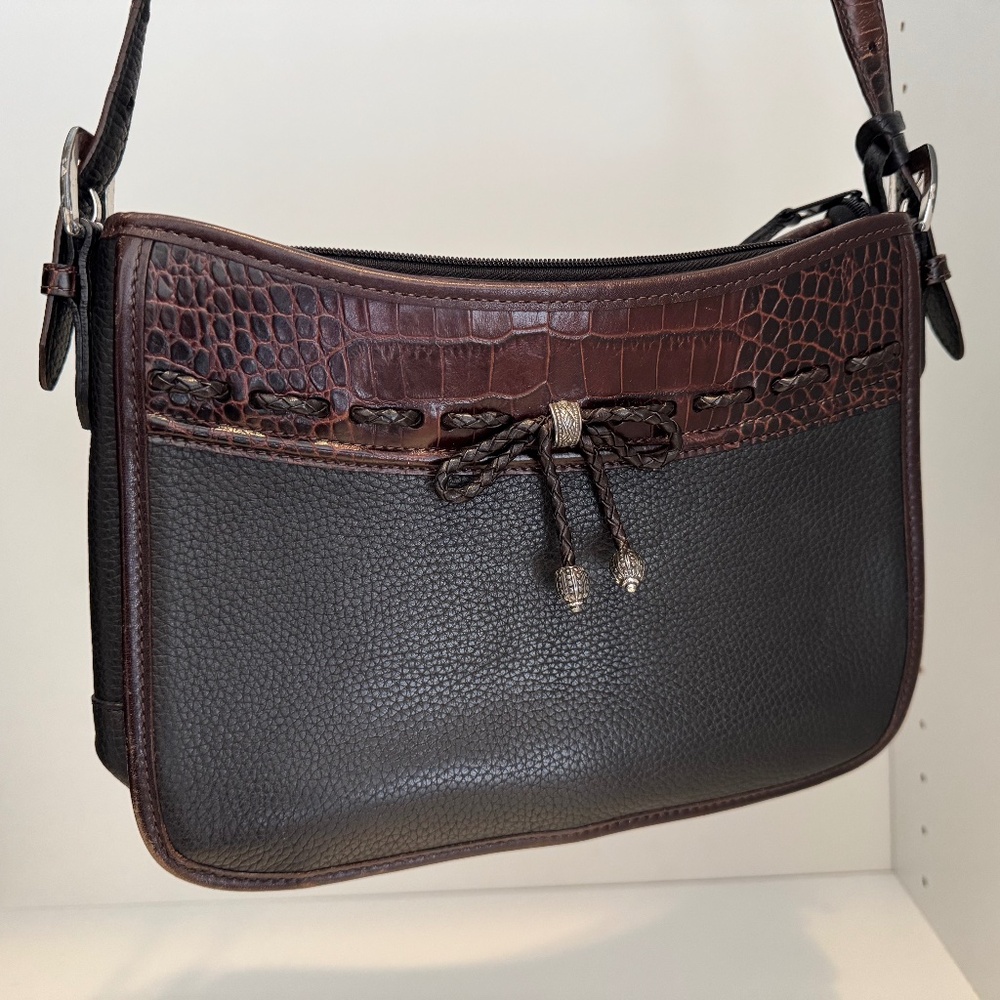 Brighton shoulder bag with matching wallet - black and brown